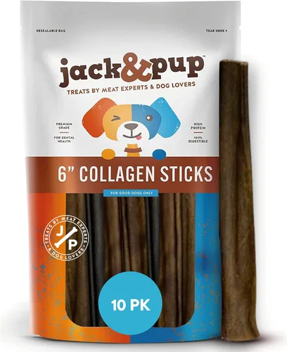 Vista 8 de Jack&Pup Palitos de colágeno de 6 pulgadas para perros, masticables sin cuero crudo para perros, masticables de colágeno de larga duración