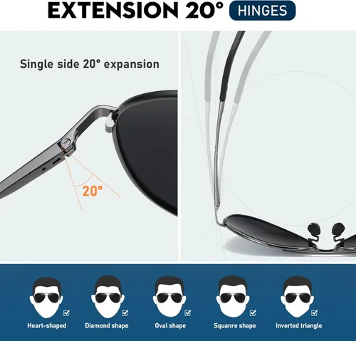 Vista 3 de phikttu Lentes de sol de aviador polarizados para hombre, clásicos, de gran tamaño, espejo de metal, protección UV400, gafas de sol deportivas