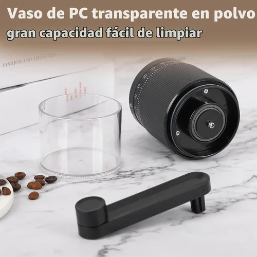 Vista 6 de Molinillo de café manual con rebabas cónicas de cerámica, grosor ajustable, molinillo de café de mano de capacidad de 1.06 oz para expreso, prensa