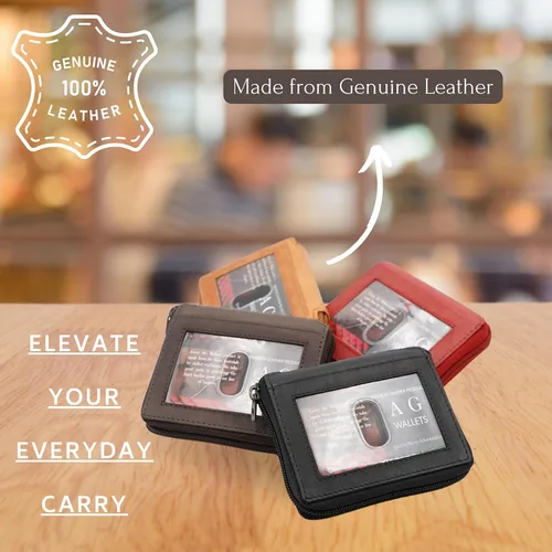 Vista 7 de ag wallets Cartera de cuero con cremallera para hombre con inserciones (negro)