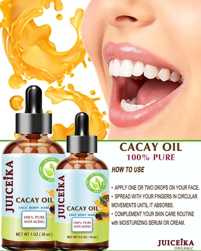 Vista 4 de Aceite de CACAY 100% puro, natural, virgen, sin refinar, aceite portador prensado en frío, 0.5 onzas líquidas, 0.5 fl oz para cara, piel, cuerpo
