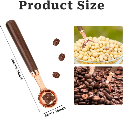 Vista 2 de Cuchara de café molido para café molido, 1 cucharadita 1/3 cucharada de 0.2 fl oz de madera de mango largo para grano de café, cuchara medidora, 1