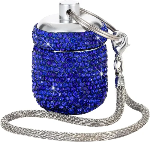 Vista 17 de Pastillero con llavero de diamante, pequeño organizador de píldoras, caja de bloqueo de medicamentos, lindo estuche de medicina para bolso, soporte