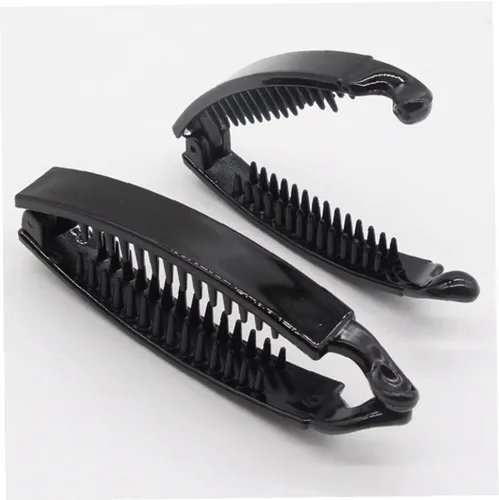 Vista 4 de 2 horquillas de plátano para mujer, pinzas de plástico para el cabello de plástico con ondas negras, accesorios para el cabello para dama