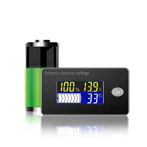 Vista 3 de Medidor de voltaje de capacidad de batería de 12 V Capacidad de la batería Voltímetro Termómetro Indicador Pantalla Monitoreo de voltaje