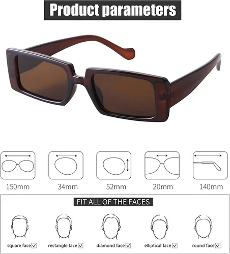 Vista 3 de Laurinny Gafas de sol rectangulares para mujeres y hombres, estilo vintage de los años 90, marco cuadrado ancho, gafas de sol gruesas retro