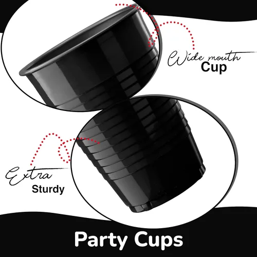 Vista 6 de Party Solids Vasos de plástico negros - 12 onzas, paquete de 100
