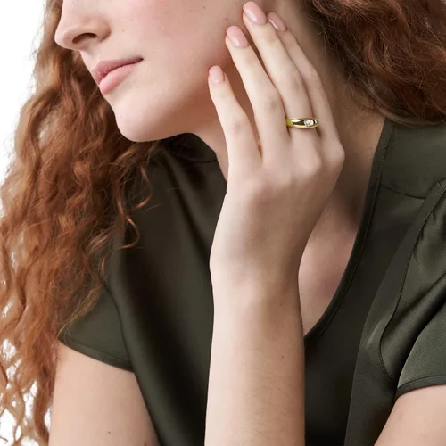 Vista 3 de Fossil Anillo de acero inoxidable chapado para mujer