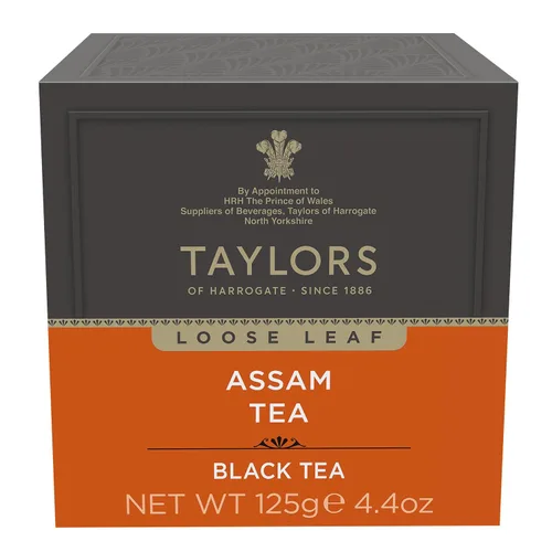Vista 2 de Taylors of Harrogate Té negro puro de Assam, hojas sueltas, caja de 4.41 onzas (paquete de 1), té de hoja entera premium, con cafeína, de cuerpo