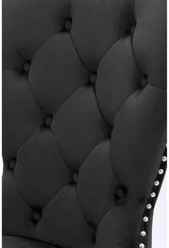Vista 3 de Taburetes de bar rústicos de terciopelo negro con mango cromado y reposapiés (juego de 2)