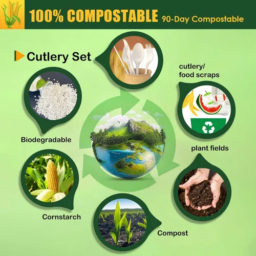 Vista 3 de Gezond - Cucharas compostables, paquete de 50 cucharas desechables de 6.7 pulgadas, resistentes Utensilios grandes biodegradables ecológicos