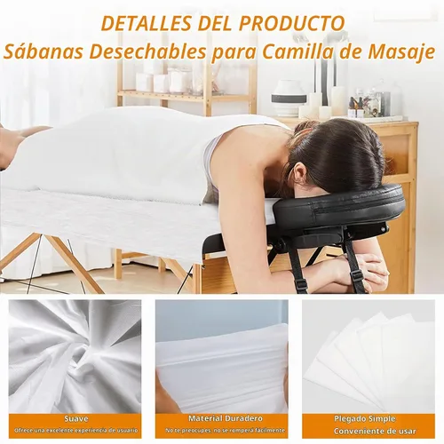 Vista 3 de 100 sábanas de mesa de masaje, sábanas desechables para mesa de masaje, fundas de cama de spa para esteticista, tatuaje, depilación, cama
