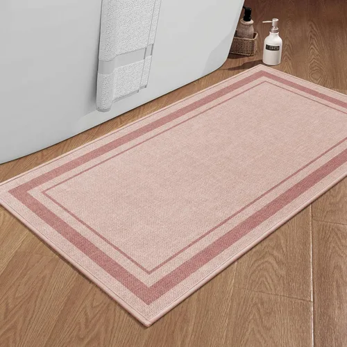 Vista 33 de chakme Juego de 2 alfombras de baño ultrafinas, absorbentes, antideslizantes, lavables a máquina, color beige oscuro, 17 x 24 pulgadas + tapete