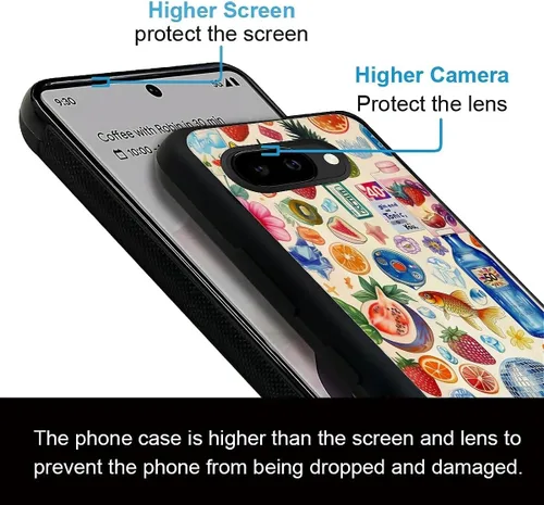 Vista 211 de Compatible con Google Pixel 4A 5G Mobile Case Creative Acrylic Panel trasero Silicona Protección Grip especialmente diseñado para Google Pixel 4A 5G