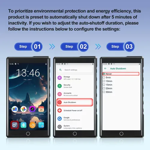 Vista 5 de Reproductor MP3 de 144 GB con Bluetooth y WiFi, pantalla táctil FHD de 4.3 pulgadas, panel de aleación de zinc, reproductores de MP4, reproductor