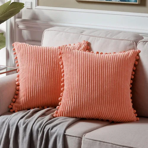 Vista 49 de Fancy Homi Juego de 2 fundas de almohada decorativas negras de 12 x 12 pulgadas con pompones para sofá y cama, decoración moderna de estilo bohemio