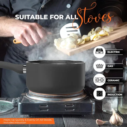 Vista 7 de Utopia Kitchen, olla antiadherente de 2 cuartos con tapa de cristal, multiusos, para el hogar, cocina o restaurante