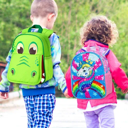 Vista 11 de gxtvo Mochila para niños pequeños, correa de seguridad de 9.5 pulgadas para niños y niñas, unicornio, mariposa, sirena, dinosaurio
