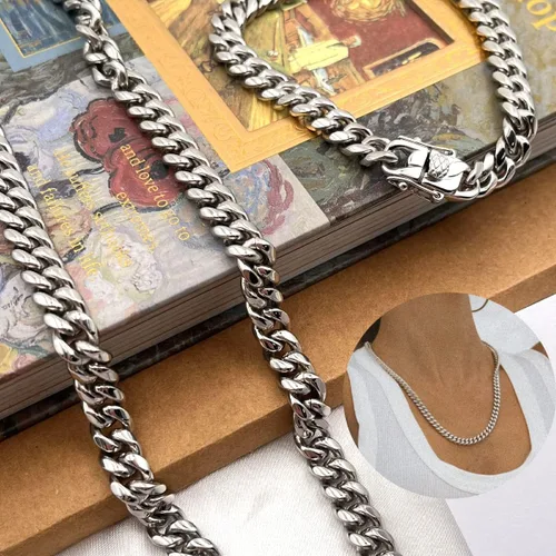 Vista 7 de Ronglry Cadena de eslabones cubanos para hombre, cadena de eslabones cubanos de Miami, cadena cubana de plata, cadena de diamantes para hombre