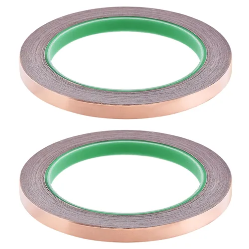 Vista 8 de Cinta adhesiva conductora de doble cara para blindaje EMI, vitrales, circuitos de papel, conexión a tierra, rollo de 1/4"/66 pies/2