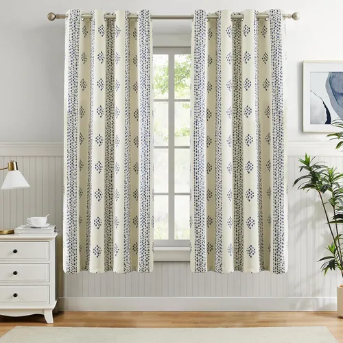 Vista 14 de Melodieux Cortinas bohemias 80% opacas de 63 pulgadas de largo para dormitorio, sala de estar, oscurecimiento de sala de estar, cortinas
