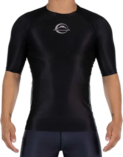 Vista 7 de FUJI Baseline Ranked Long Sleeve Jiu Jitsu Rashguard, BJJ Rashguard for Men and Women Negro