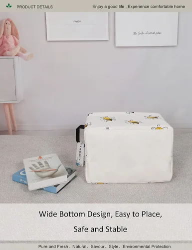 Vista 5 de Cesta de lavandería plegable rectangular, cesta de lona impermeable, cesta de regalo, adecuada para habitación de niños, oficina, ropa, Abeja
