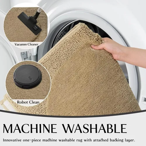Vista 3 de DEXDE - Alfombra antideslizante para baño, ducha, 24 x 16 pulgadas, color beige