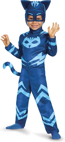 Vista 5 de Disguise PJ Masks - Disfraz de Catboy, traje de lujo para niños con luz y máscara de personaje, talla M (3T-4T) azul (100209M) y disfraz clásico