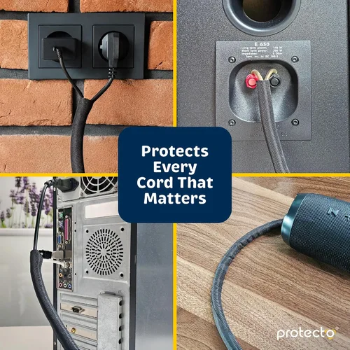 Vista 5 de PROTECTO Protector de Cables Resistente para Perros y Gatos, Funda Larga de 10 Pies, Cubierta de Cable de 1/2 Pulgada Fácil de Usar para Mascotas