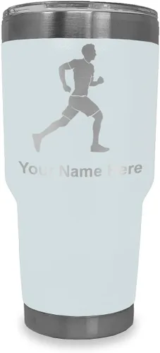 Vista 16 de LaserGram Personalized 20oz Tumbler, Running Man (Black)