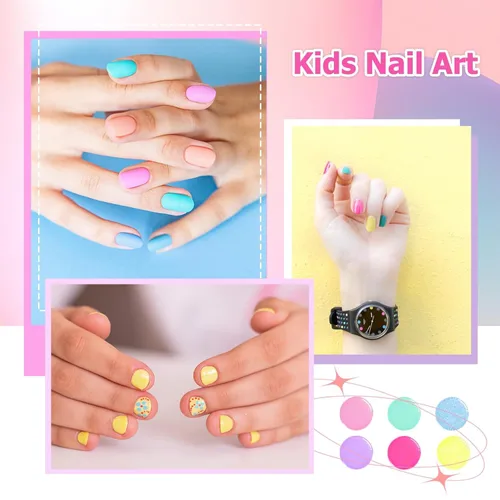 Vista 7 de Lukax Juego de esmaltes de uñas para niñas – 6 colores no tóxicos seguros para niños pequeños, a base de agua, despegar y quitar poco olor, kit