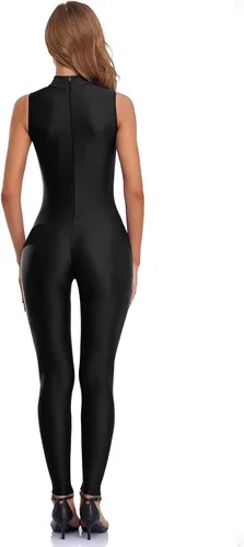 Vista 8 de speerise - Overol de elastano para mujer, con cremallera, sin mangas, ajustado al cuerpo, leotardo para disfraz