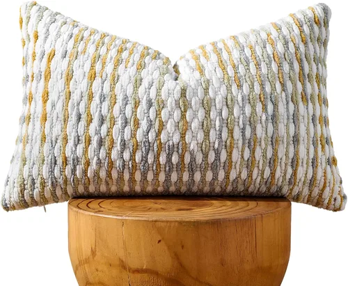 Vista 8 de AmHoo - Funda decorativa de almohada estilo bohemio de chenilla, funda de almohada con borlas tuftadas para sofá, cama, dormitorio, sala de estar