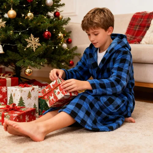 Vista 140 de E.W Apparel Bata de baño de forro polar con capucha para niños, bata suave y mullida para niños pequeños