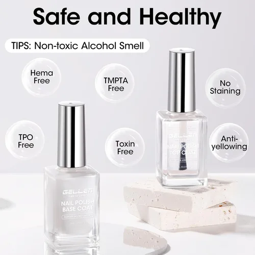 Vista 8 de GELLEN Base de esmalte de uñas transparente, no necesita lámpara, sin Secado rápido, no apto para esmalte de gel, capa base de color blanco lechoso