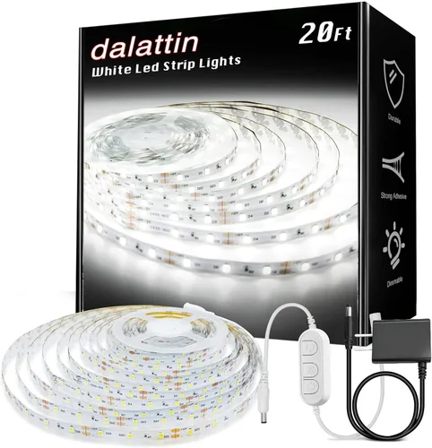 Vista 12 de dalattin - Tira de luces LED blancas de 100 pies, tira de luces LED regulable de 24V, 6500K, luz blanca diurna de 1800 LEDs para dormitorio, espejo