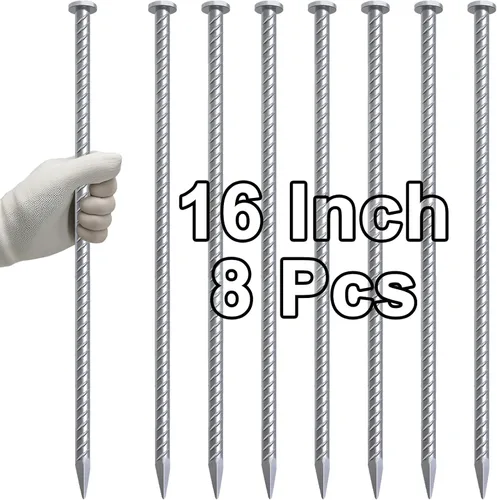 Vista 9 de VVOKGO Estacas de refuerzo de 12 pulgadas de metal con puntas en espiral para asfalto (16 piezas), anclajes galvanizados de 1/2 pulgada de diámetro