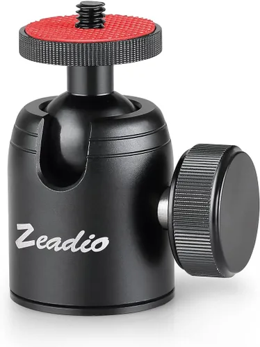 Vista 8 de Zeadio Mini cabeza de bola, con montaje de tornillo de 1/4" y 3/8" para cámaras, DSLR, monopie, deslizador