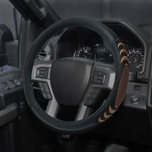 Vista 7 de Yangday Funda de cuero para volante para Ford F150 F250 F350, 15.5-16 pulgadas Funda para volante de coche con partícula antideslizante de masaje