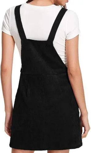 Vista 5 de Vestido de pana, con tirantes ajustables y puños, acampanado, con bolsillo, para mujer