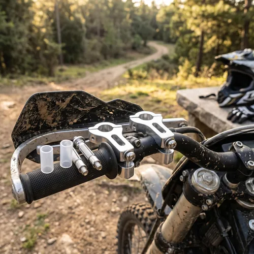 Vista 4 de EVGATSAUTO Kit de montaje de abrazadera de guardamanos universal de 0.866 in abrazadera de protección de mano para manillar de motocross de motocross
