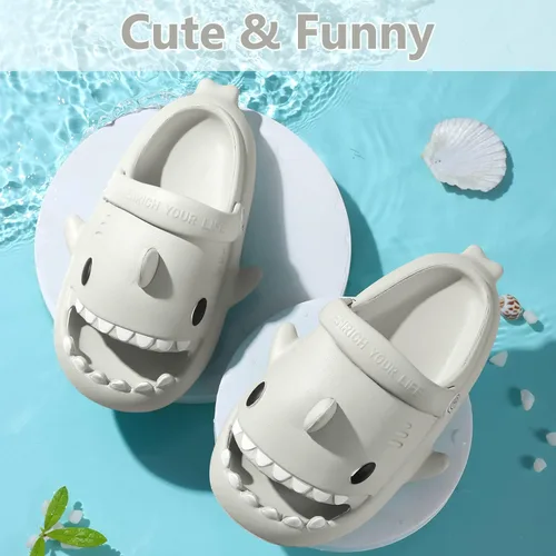 Vista 7 de Toddler Shark Cloud Slides Kids Shower Sandals Boys Girls Cute Cartoon Fish Flip Flops Beach Pool Home Slippers Shoes Quick Dry Non-Slip