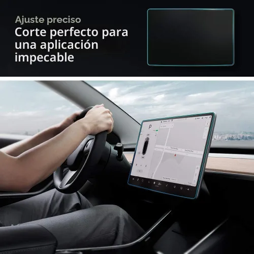 Vista 7 de Spigen Protector de pantalla mate para modelo 3 (2017-2023), modelo Y (2020-2025) 9H+ Tempered Glass, GlasTR EZ FIT Auto align tray
