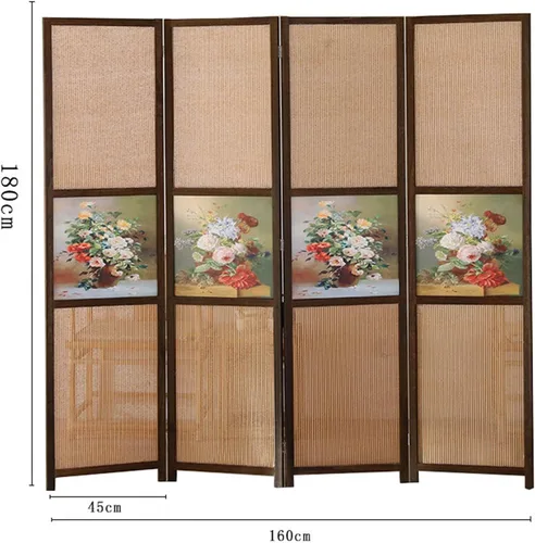 Vista 6 de 4 Panel Bamboo Room Dividers 6x6 Feet, 6 Ft Tall Folding Privacy Screen, Wall Divider Panels, Partition Screen for Office, Privacy Partition for