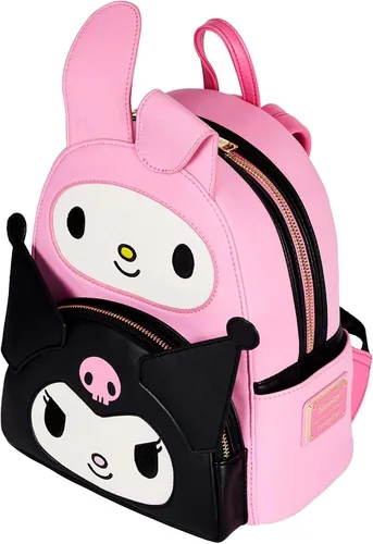 Vista 6 de Loungefly Sanrio Hello Kitty My Melody Kuromi - Bolso de hombro con doble bolsillo para mujer, Multi