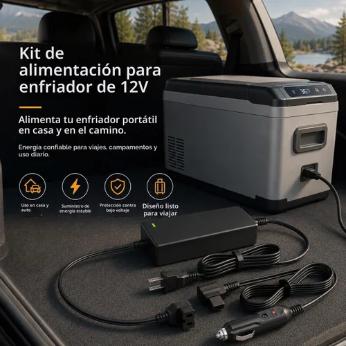 Vista 5 de Kit de cable de alimentación para refrigerador de automóvil AC/DC, adaptador de CA de 14.5 V y enchufe de encendedor de cigarrillos de 12 V/24 V CC