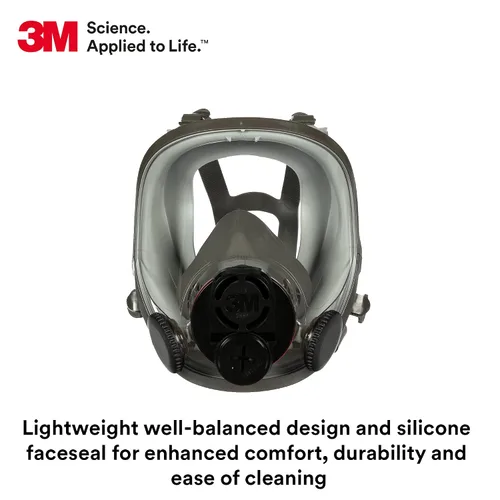 Vista 6 de 3M Respirador reutilizable de pieza completa 6700DIN, NIOSH, protección respiratoria, lente grande, ANSI, ligero, silicona facial, válvula de flujo