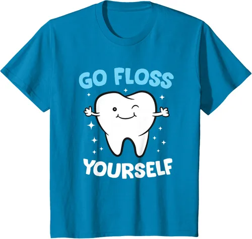 Vista 57 de Camiseta higienista dental, asistente dental, Go Floss Yourself dentista, Negro, S