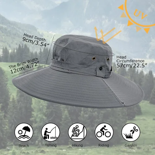 Vista 4 de Surblue Sombrero de ala ancha con protección solar UV para pesca, senderismo, camping